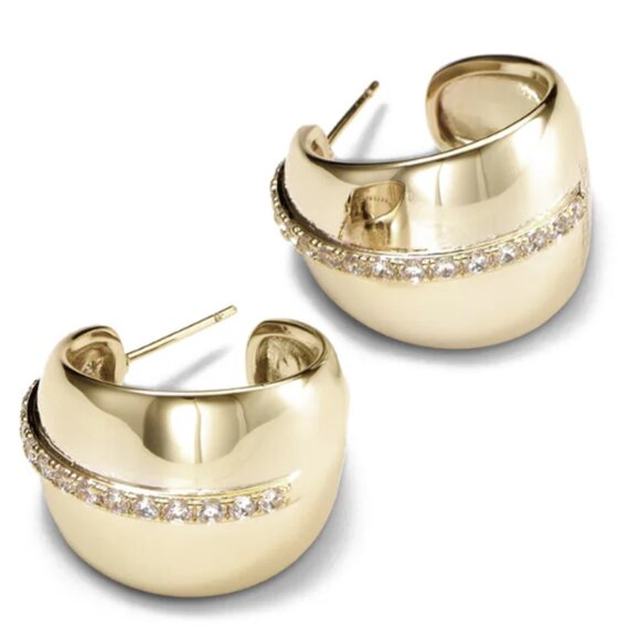 NWT Melinda Maria She's So Smooth Pave Hoop Earings - Picture 2 of 7